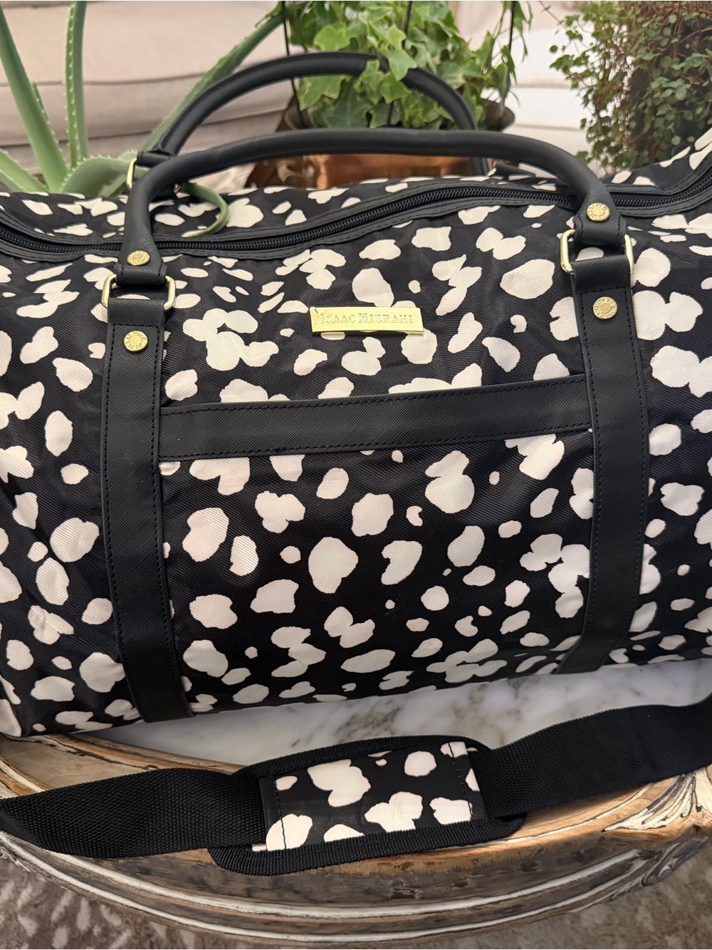 Isaac Mizrahi Black & White Printed Weekender Bag